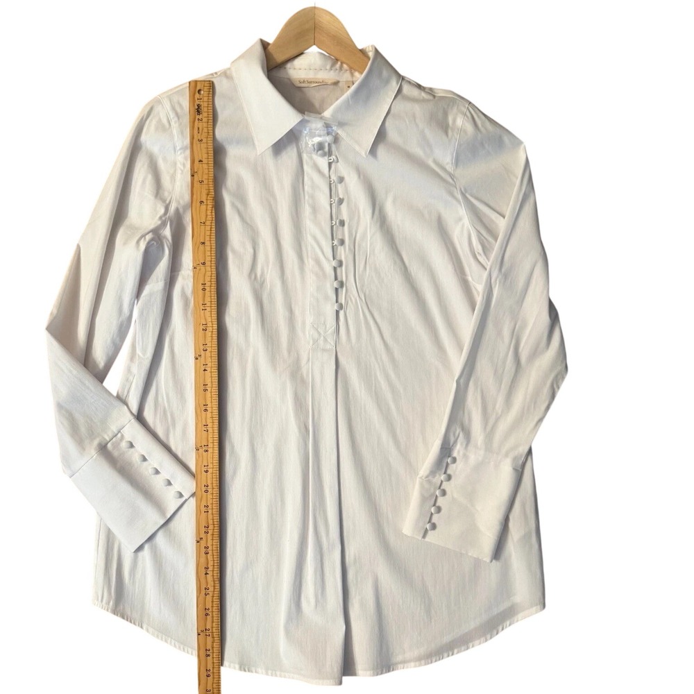 Soft Surroundings Tunic Women M White Excellent Button Front Long Sleeve Poplin - Picture 6 of 9